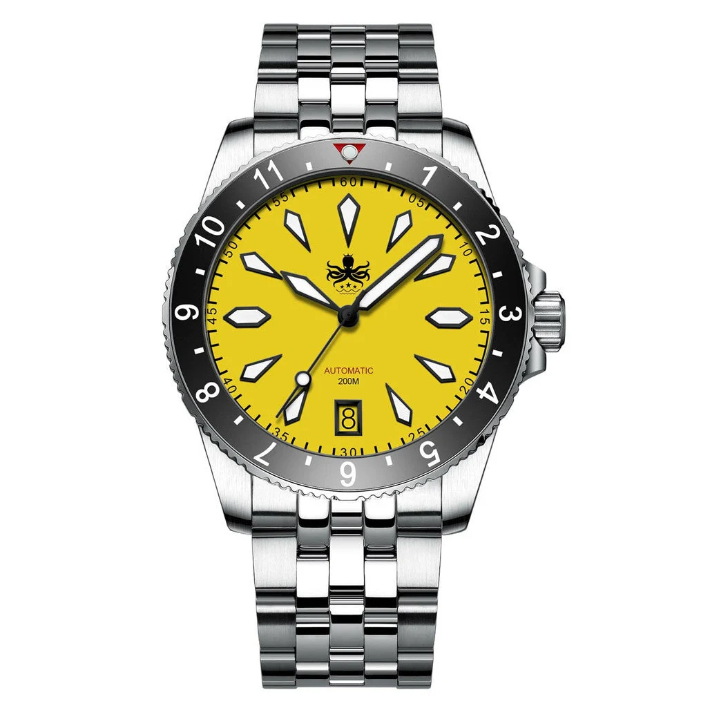 Phoibos Voyager Automatic Dive Watch with Canary Yellow Dial #PY035F 45 mm kol saati