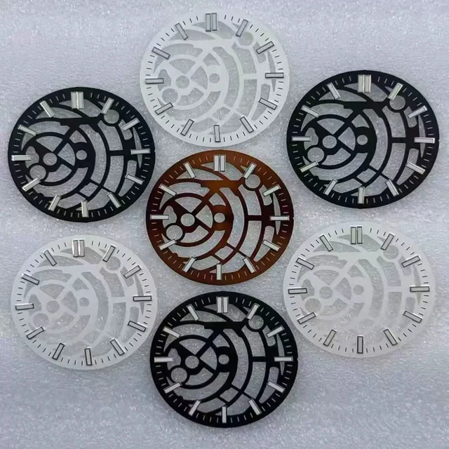 Tandorio Hollow NH38 Dial strip nail green luminous suitable for NH38 H70 movement 5842085