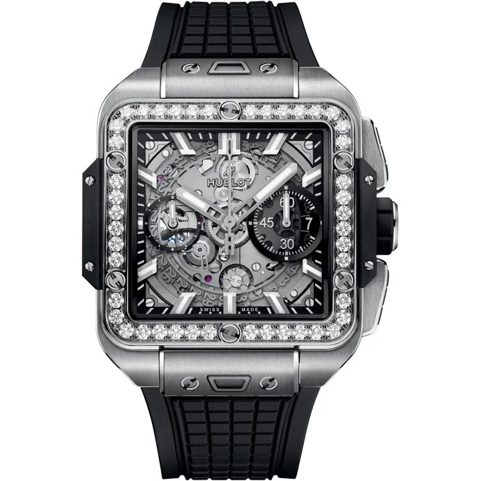 Hublot Square Bang Unico Titanium Diamonds 821.NX.0170.RX.1204 kol saati