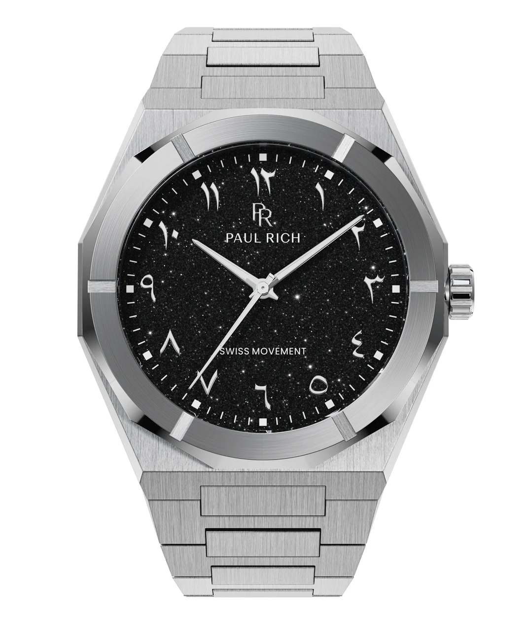 Paul Rich Star Dust II PR88IIBlackArabic - Silver 43 mm kol saati