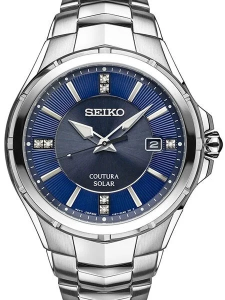 Seiko Coutura Solar Powered Watch with Sapphire Crystal, Diamond Accents #SNE443 kol saati