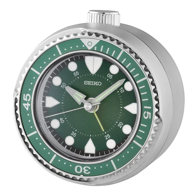 Seiko Mai Modern Rotating Bezel Alarm Clock in Green #QHE207ALH kol saati