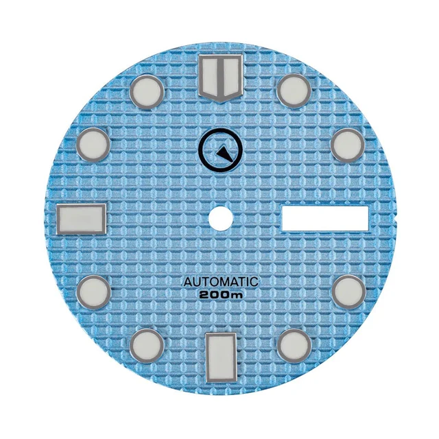 Islander Light Blue Waffle Dial with SuperLuminova markers for Seiko 7S26, NH36 and 4R36 M