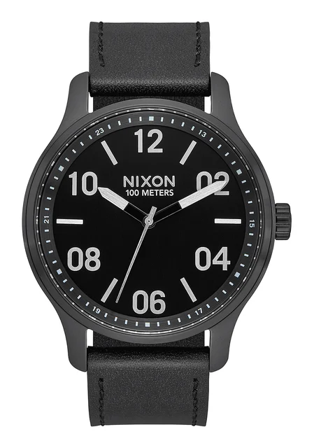Nixon US Patrol Leather - Black / Silver / Black A1243-2998-00 kol saati