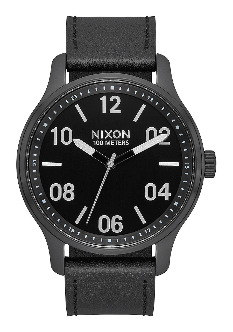 Nixon US Patrol Leather - Black / Silver / Black A1243-2998-00 kol saati