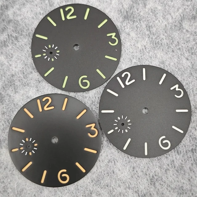 Tandorio Watch Dial Green Luminous Watch Face Insert Parts Accessories for ETA6497/ Seagul