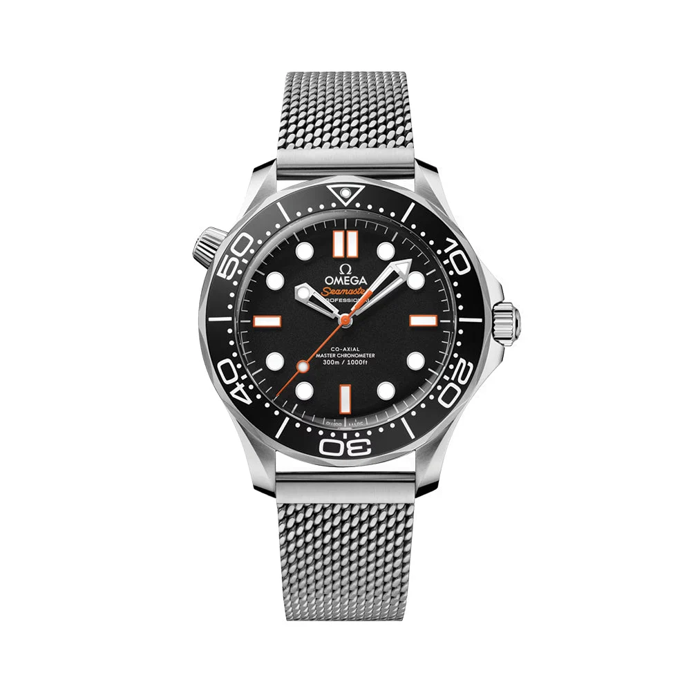 OMEGA Seamaster Diver 300M 42mm - Black on Mesh Bracelet O21030422001018 42 mm kol saati
