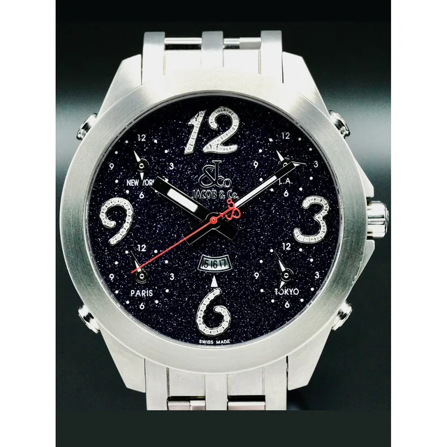 Jacob and Co. Jacob & Co. JC82B Five Time Zone Factory Dark Blue Diamond Dial 210000053883