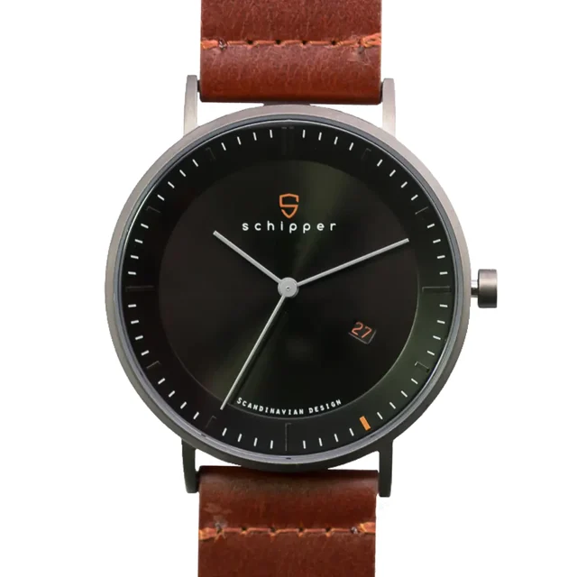 Schipperwatch Schipper NEW AESTHETIC 40 | Sunburst Black | Brunt Läder kol saati