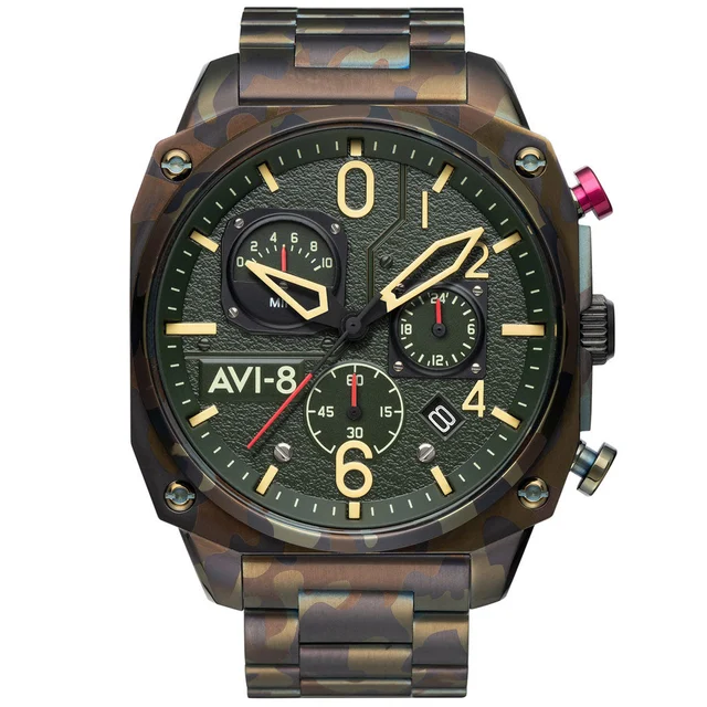 AVI-8 Hawkeye Hunter Ground Camo, Retrograde Chronograph, AR Crystal #AV-4052-22 kol saati