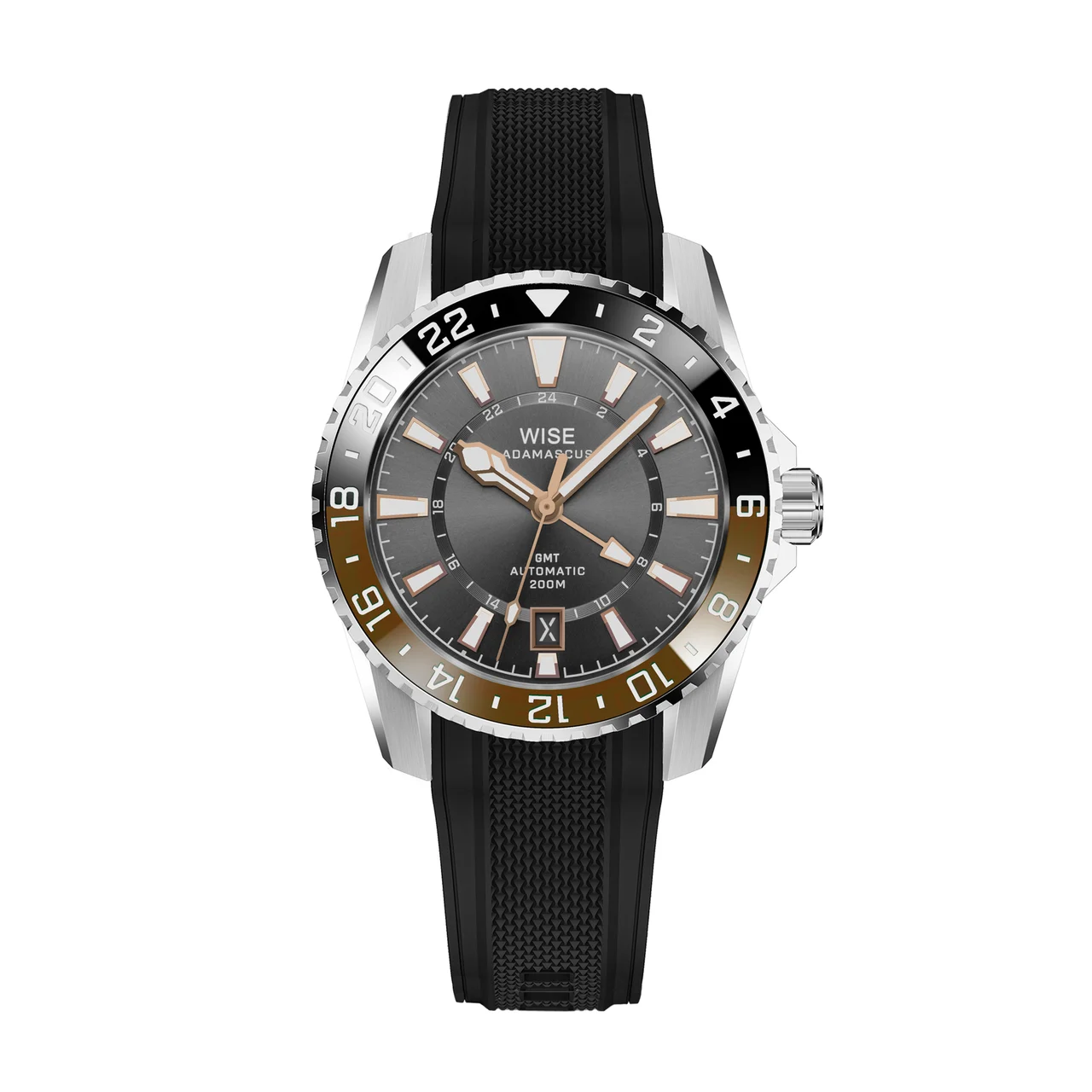 WISE ADAMASCUS ADX120 True GMT FKM Rubber Set 40 mm kol saati