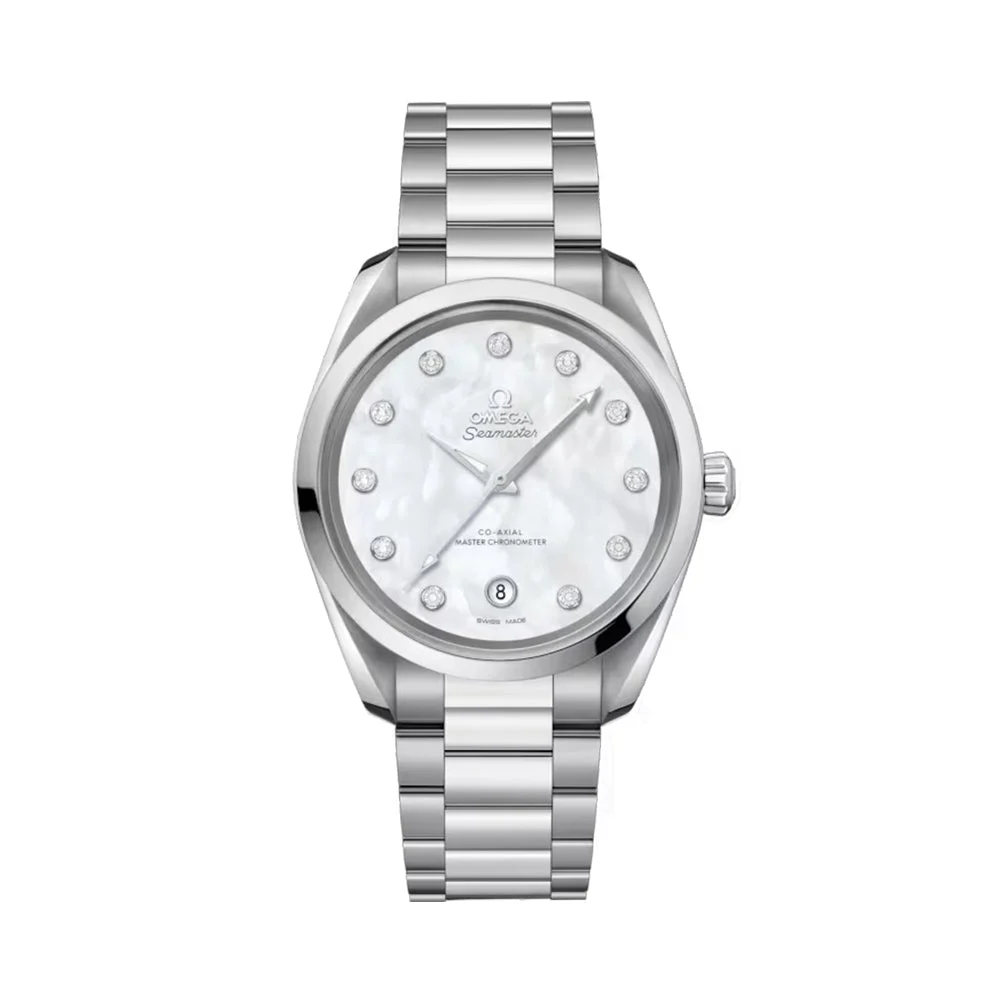 OMEGA Seamaster Aqua Terra 150M 38mm - White, Mother-of-Pearl with Diamonds on Bracelet O22010382055001 38 mm kol saati