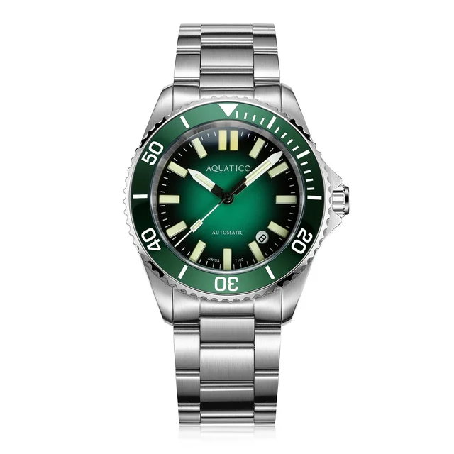 AQUATICO Ocean Diver Tritium Watch Green Dial kol saati