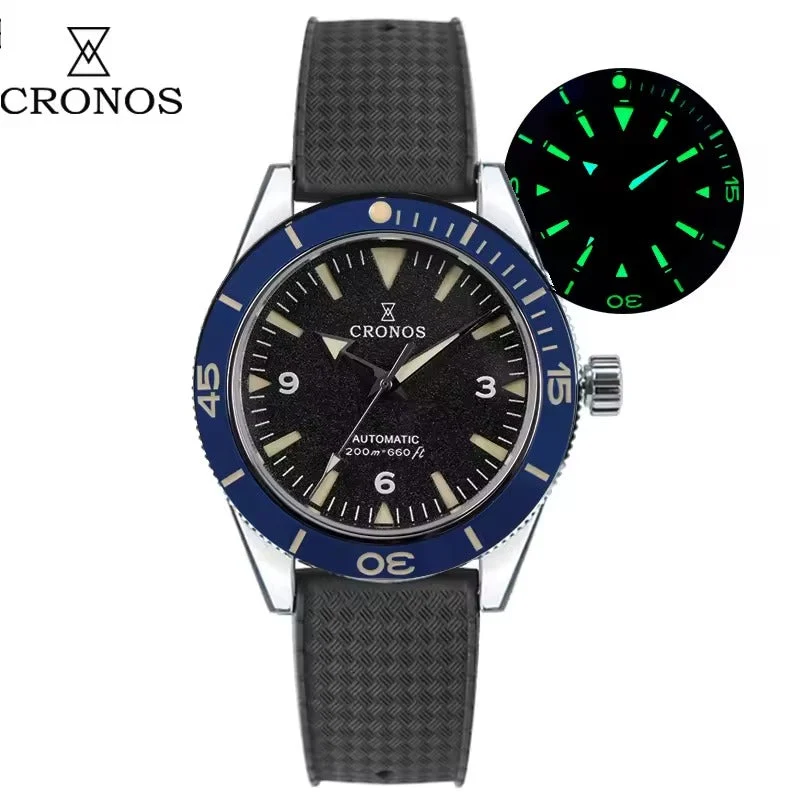 Cronos Watch Store Cronos Dive Automatic Watch L6004 克诺时-L6004-蓝色-皮带 47 mm kol saati