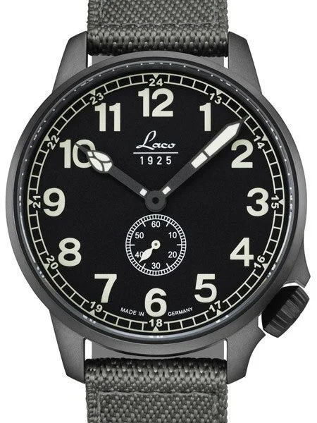 Laco Type C Dial Automatic Pilot Watch with PVD Case and Sapphire Crystal #861908 42 mm kol saati