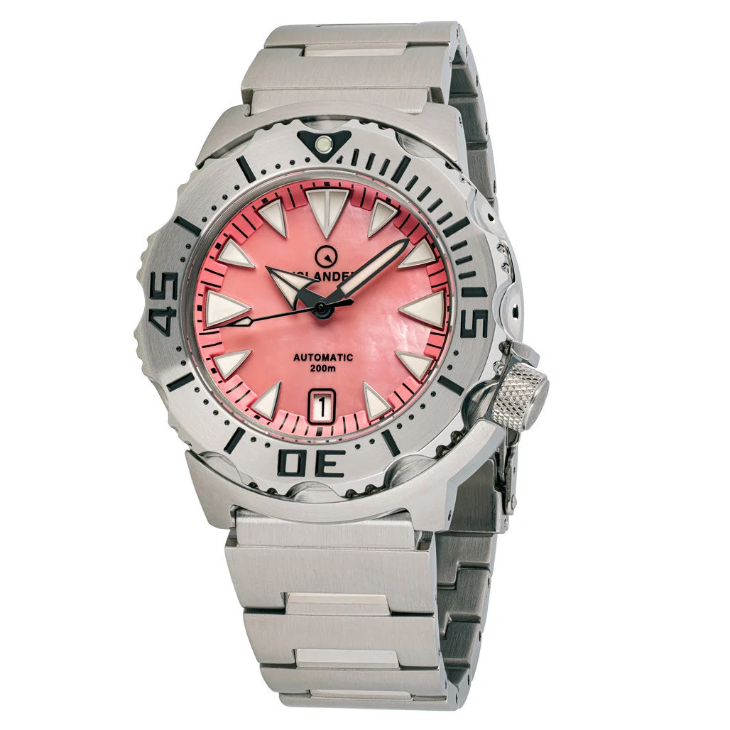 Islander Coral Mother of Pearl Dial Automatic Dive Watch #ISL-142 kol saati