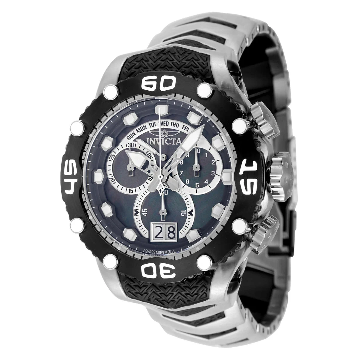 Invicta Subaqua Noma VIII Swiss Ronda 8040.N Caliber Watch w/ Mother of Pearl Dial - 48,5mm, Black, Steel (47291) kol saati