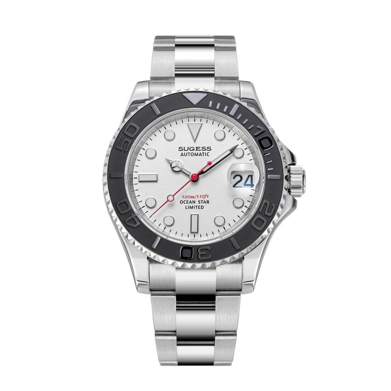 Sugess Ocean Star S450 YM Diver Watch NH35 Ceramic Bezel White Dial 40 mm kol saati