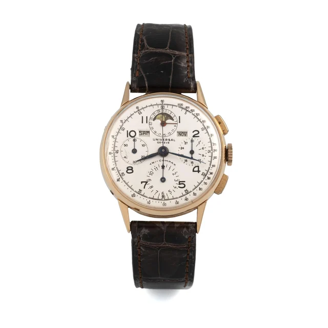 Universal Genève. Ref. 12551, Tri-Compax Chronograph, Yellow gold kol saati