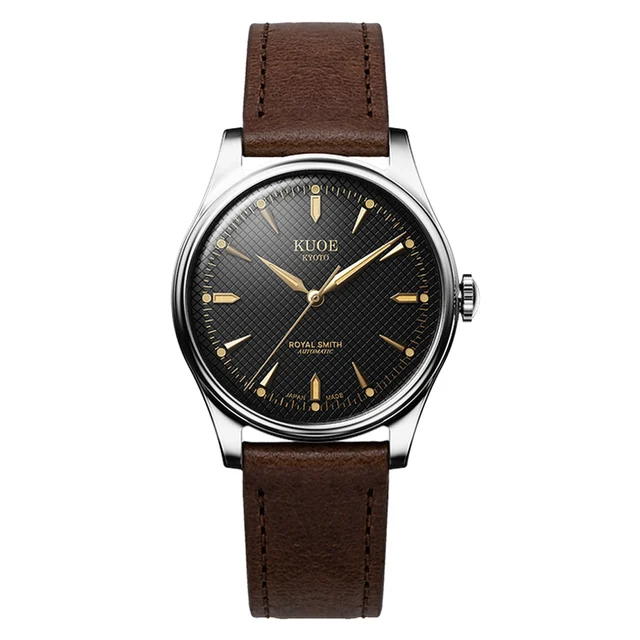 Kuoe Royal Smith 90-006 Automatic 35mm Watch with Black Dial #RS90006C-SV-BK-IT-DBR kol sa