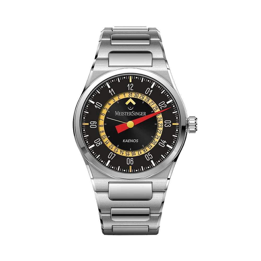 Meistersinger Alain Silberstein Limited Edition Kaenos Open Date 40mm - Black on Bracelet ED-KSOD-AS2025 40 mm kol saati