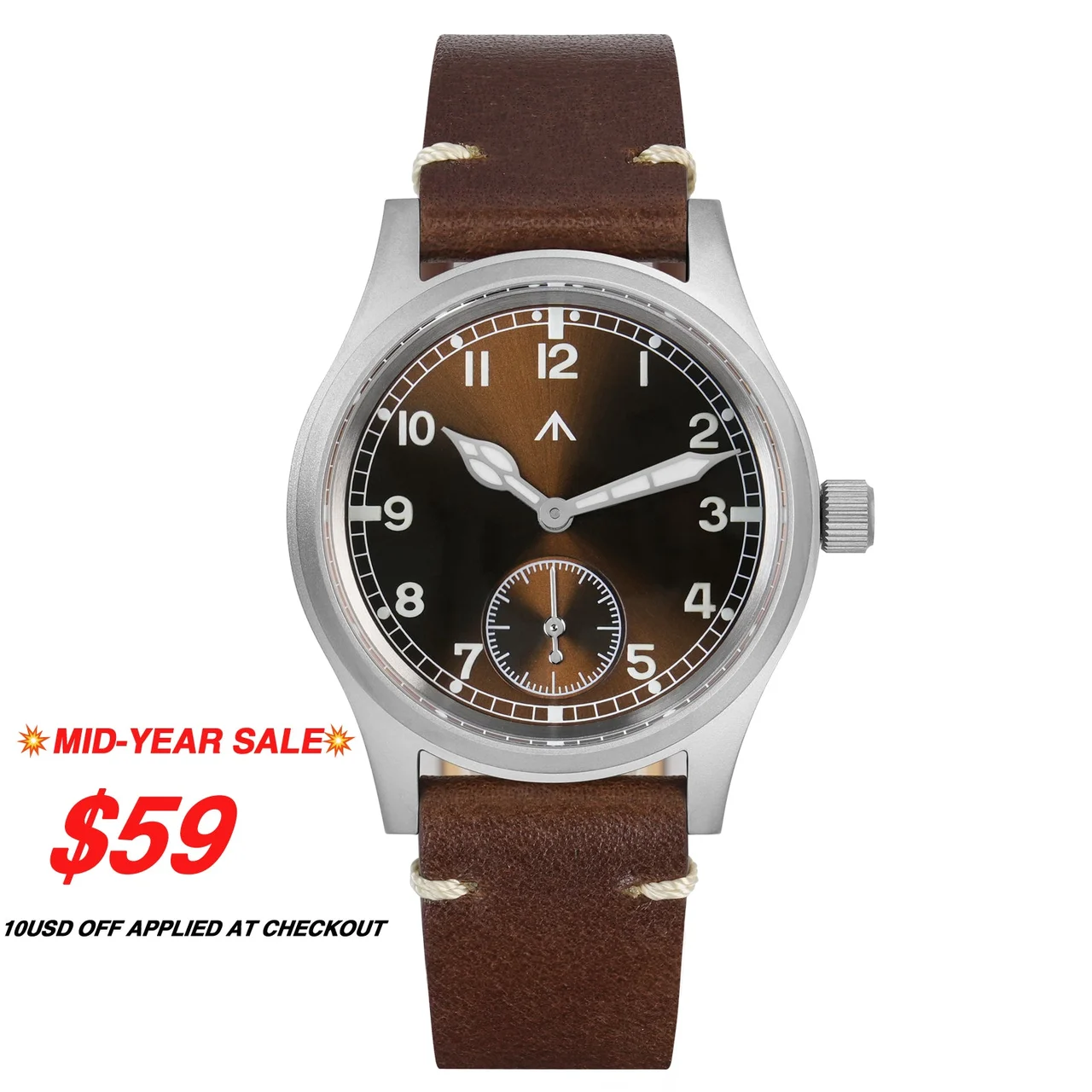 MILITADO MILITADO D12-太阳纹-棕盘-黑尼龙 36 mm kol saati