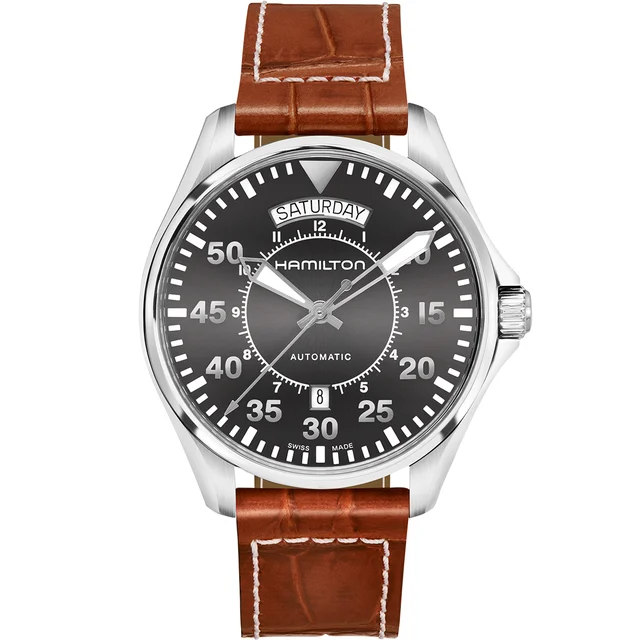 Hamilton Khaki Aviation Pilot Day Date Auto H64615585 kol saati