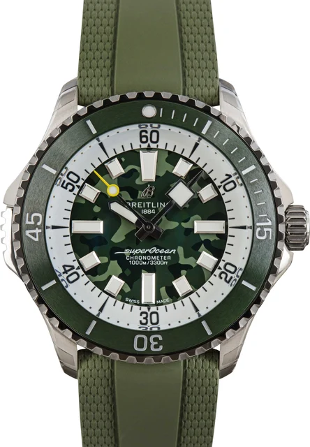 Breitling Superocean Automatic 46 Super Diver Green Dial & Strap E10379D31L1S1 kol saati