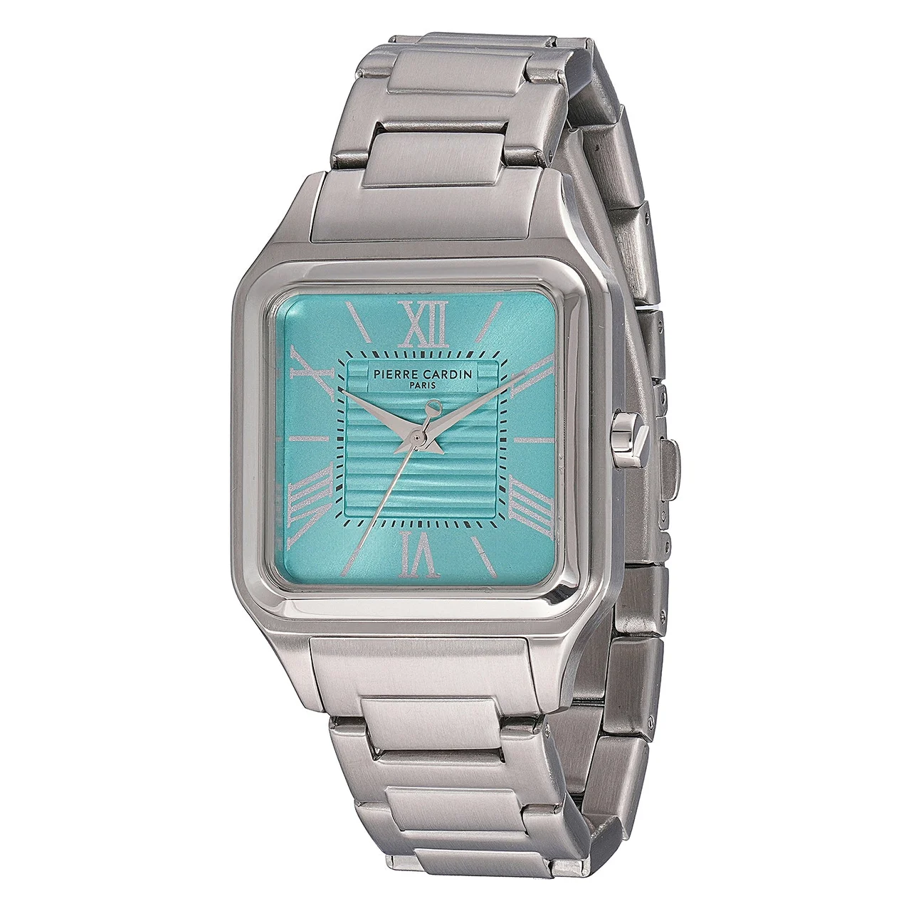 Ménilmontant Carré Men’s Square Watch - Silver Case, Celeste Blue Dial with Silver Metal Strap CF.1006.MS.1 31.4 mm kol saati