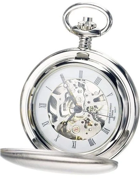 Charles Hubert Paris Charles-Hubert Mechanical Silver Tone Pocket Watch with 42mm Case #35