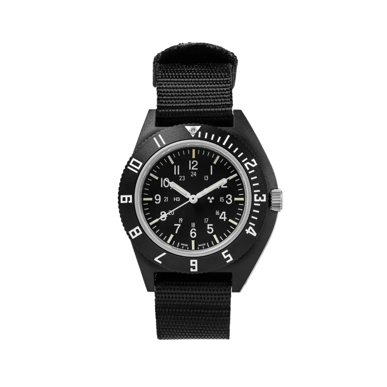 Marathon Standard-Issue Tritium Pilot's Quartz Type II NAV 41mm - Black on Fabric Strap WW194001BK-0801-KIT 41 mm kol saati