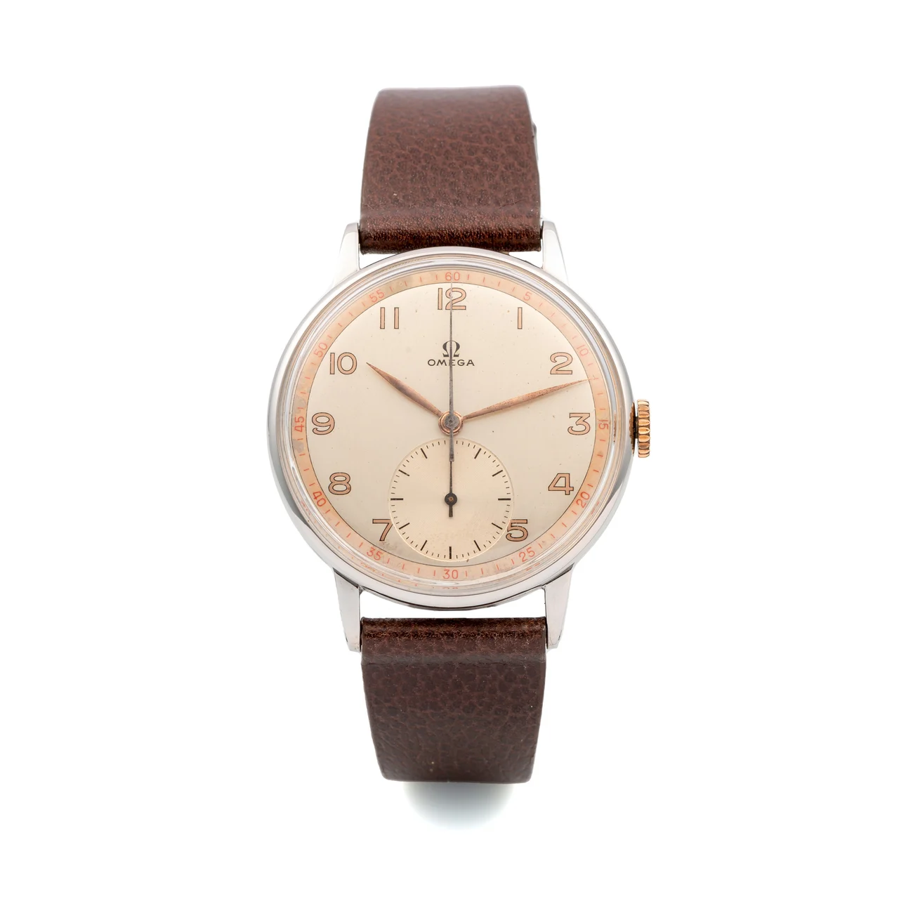 OMEGA OMEGA, REF. 2325, DOUBLE SECONDS, TWO-TONE SILVER DIAL, STEEL kol saati