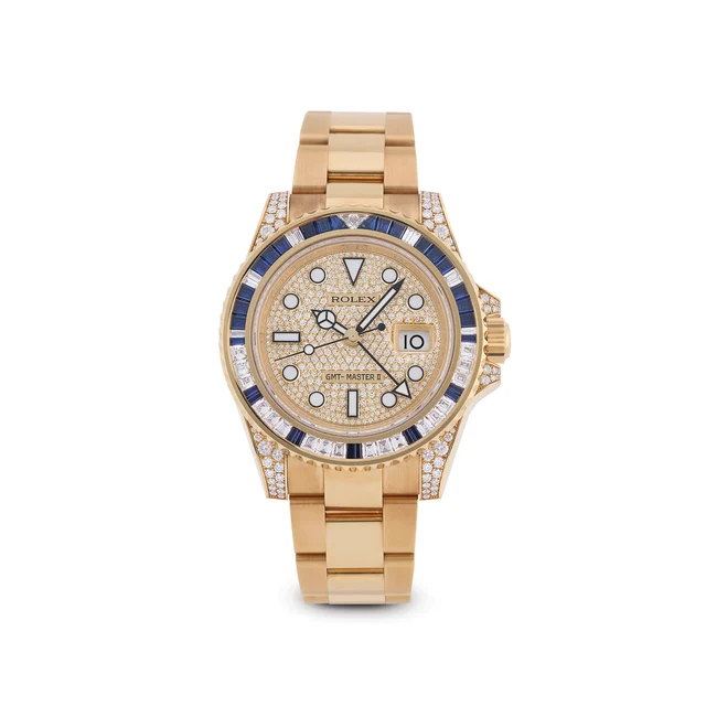 Rolex ROLEX REF. 116758SA, GMT-MASTER II, 18K YELLOW GOLD, DIAMOND, BLUE SAPPHIRES kol saa