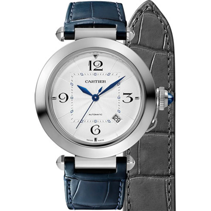 Cartier Pasha WSPA0010 41MM Silver Dial Alligator Strap 41 mm kol saati