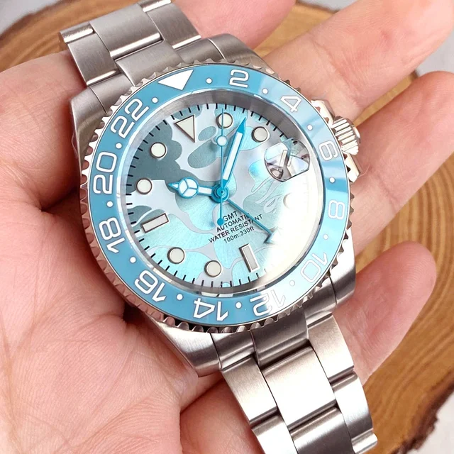 Tandorio Camoflage Dial NH34A GMT Automatic TD265G 40mm 10ATM Full Luminous Ceramic Bezel