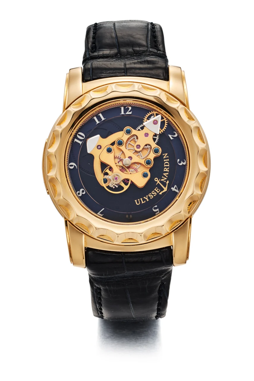 Ulysse Nardin ULYSSE NARDIN REF. 016-88, 7-DAY, BACK-WINDER, TOURBILLON REGULATOR; “FREAK”, “DUAL DIRECT ESCAPEMENT”, NO. 014”; 18K PINK GOLD kol saati