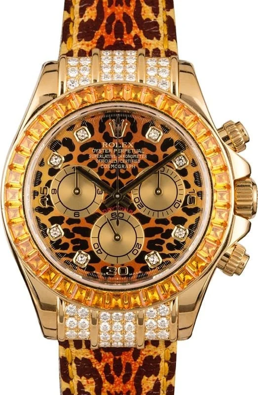 Rolex ROLEX, REF. 116598SACO, LEOPARD DAYTONA, 18K YELLOW GOLD 40 mm kol saati