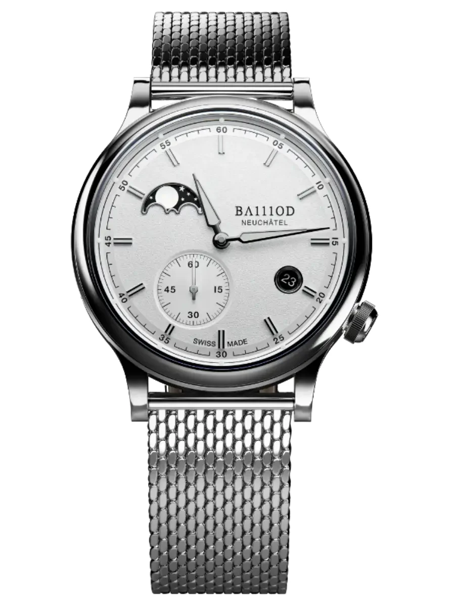 Ba111od Chapter 8 Chapter 8.6 Moonphase - White - Grained leather black 41 mm kol saati