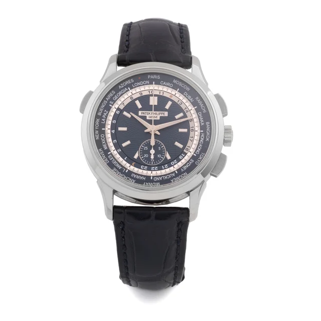 Patek Philippe World Time Chronograph, 18KT White Gold 5930G-001 kol saati