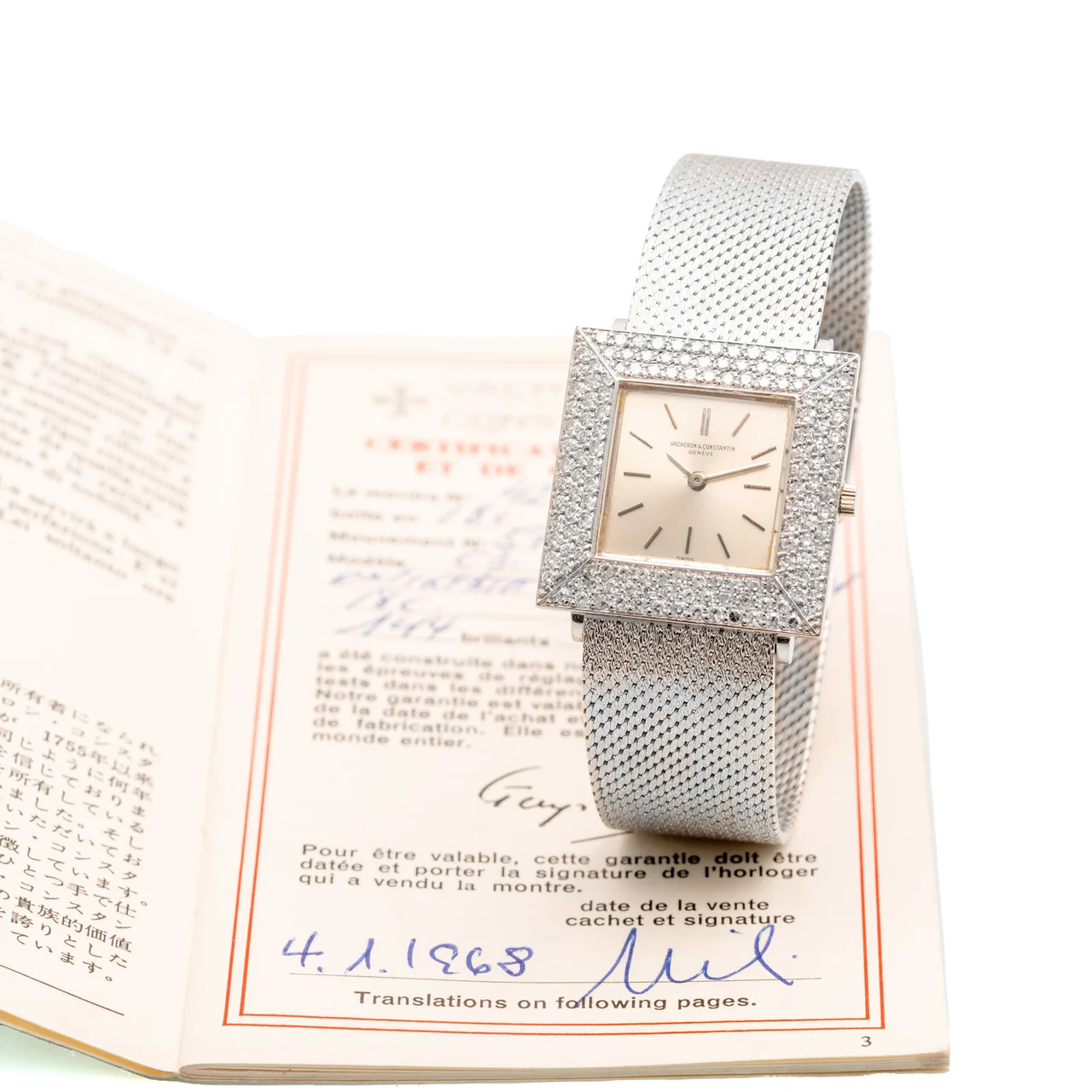 Vacheron Constantin VACHERON CONSTANTIN, REF. 6770, ULTRA-THIN, DIAMOND BEZEL, WHITE GOLD kol saati