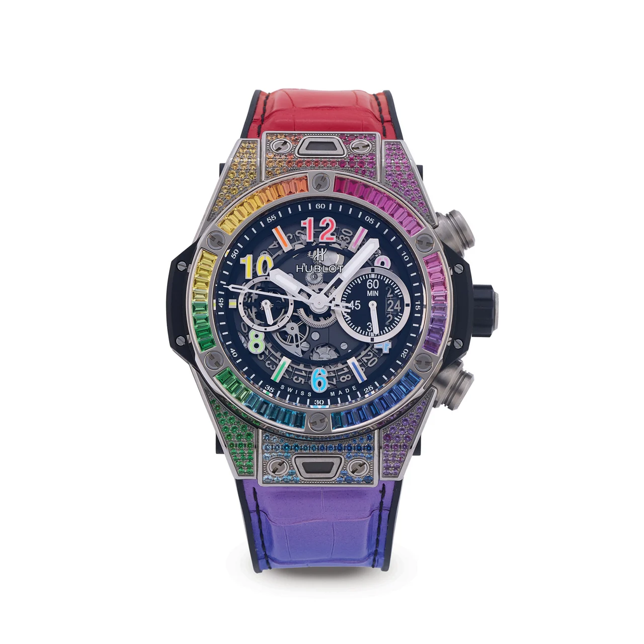 Hublot HUBLOT, REF. 441.NX.1117.LR.0999, BIG BANG UNICO TITANIUM RAINBOW,, TITANIUM AND RAINBOW-COLOURED GEMSTONES kol saati