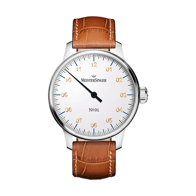 Meistersinger White on Leather Strap AM3301G kol saati