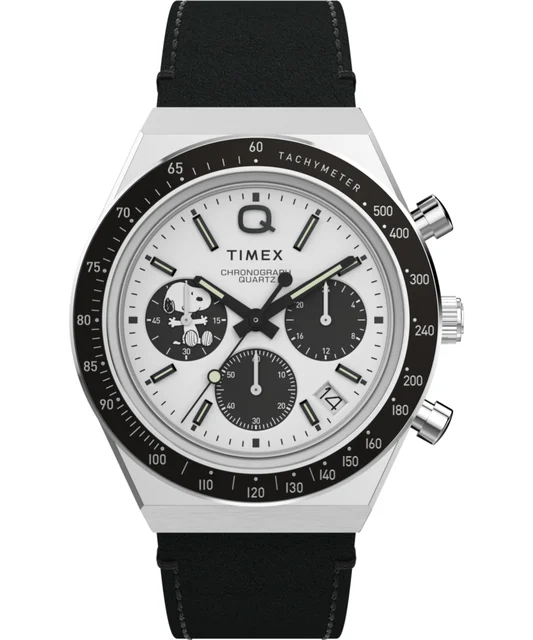 Timex Peanuts® x Q ® Snoopy 40mm Leather Strap Watch TW2W68900 kol saati