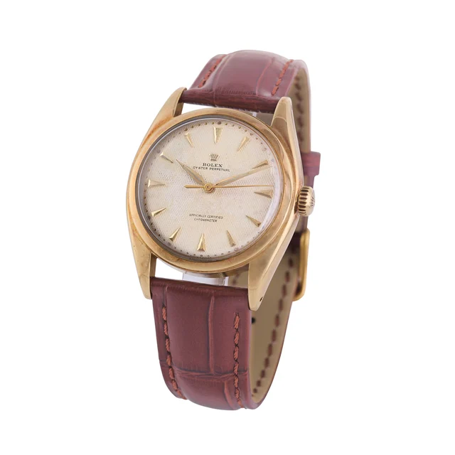 Rolex ROLEX, REF. 6088, BIG BUBBLE BACK, WAFFLE DIAL, 18K YELLOW GOLD kol saati
