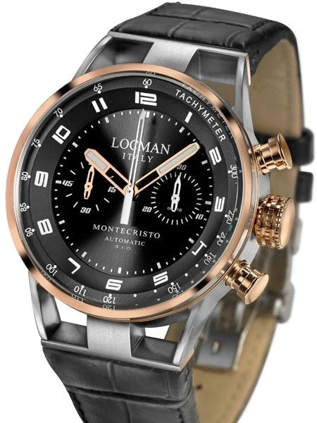Locman Montecristo 100 Meter Automatic Chronograph Watch with 44mm Case #514BKGDBKLE kol s