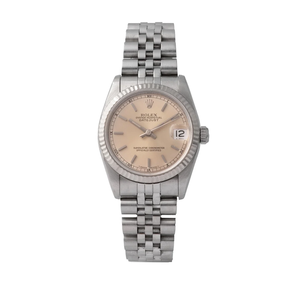 Rolex Ref. 68274, self-winding, centre-seconds, date, white dial; “Datejust”; stainless steel 31 mm kol saati