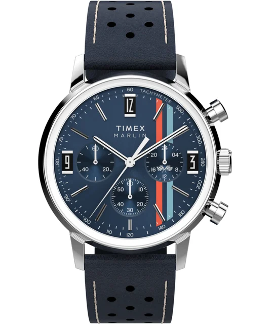 Timex Marlin® Chronograph Tachymeter 40mm Leather Strap Watch TW2W99000 kol saati