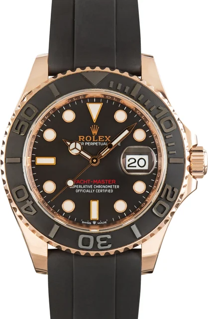 Rolex Black Dial Yacht-Master 40 Ref 126655 18k Everose Gold kol saati
