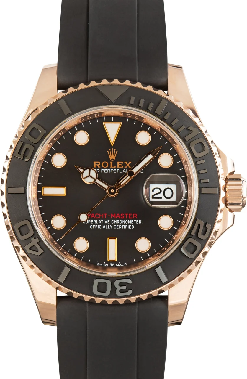 Rolex Black Dial Yacht-Master 40 Ref 126655 18k Everose Gold 40 mm kol saati