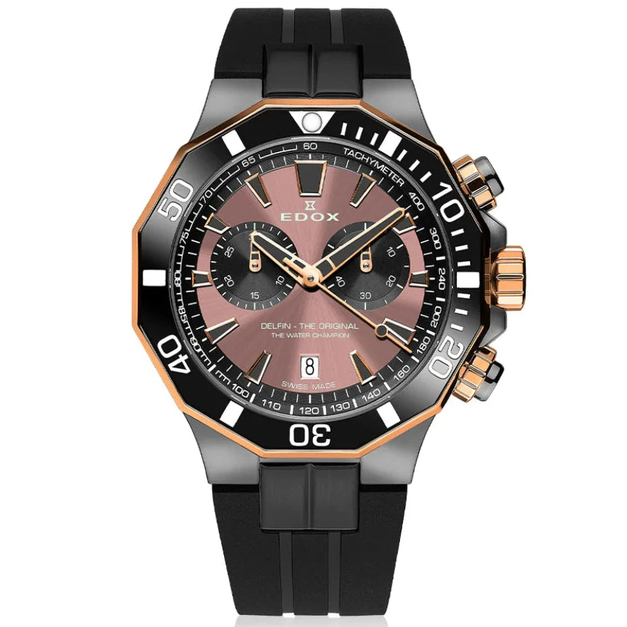 EDOX Delfin 10112-357GRNCA-BRN 43 mm kol saati